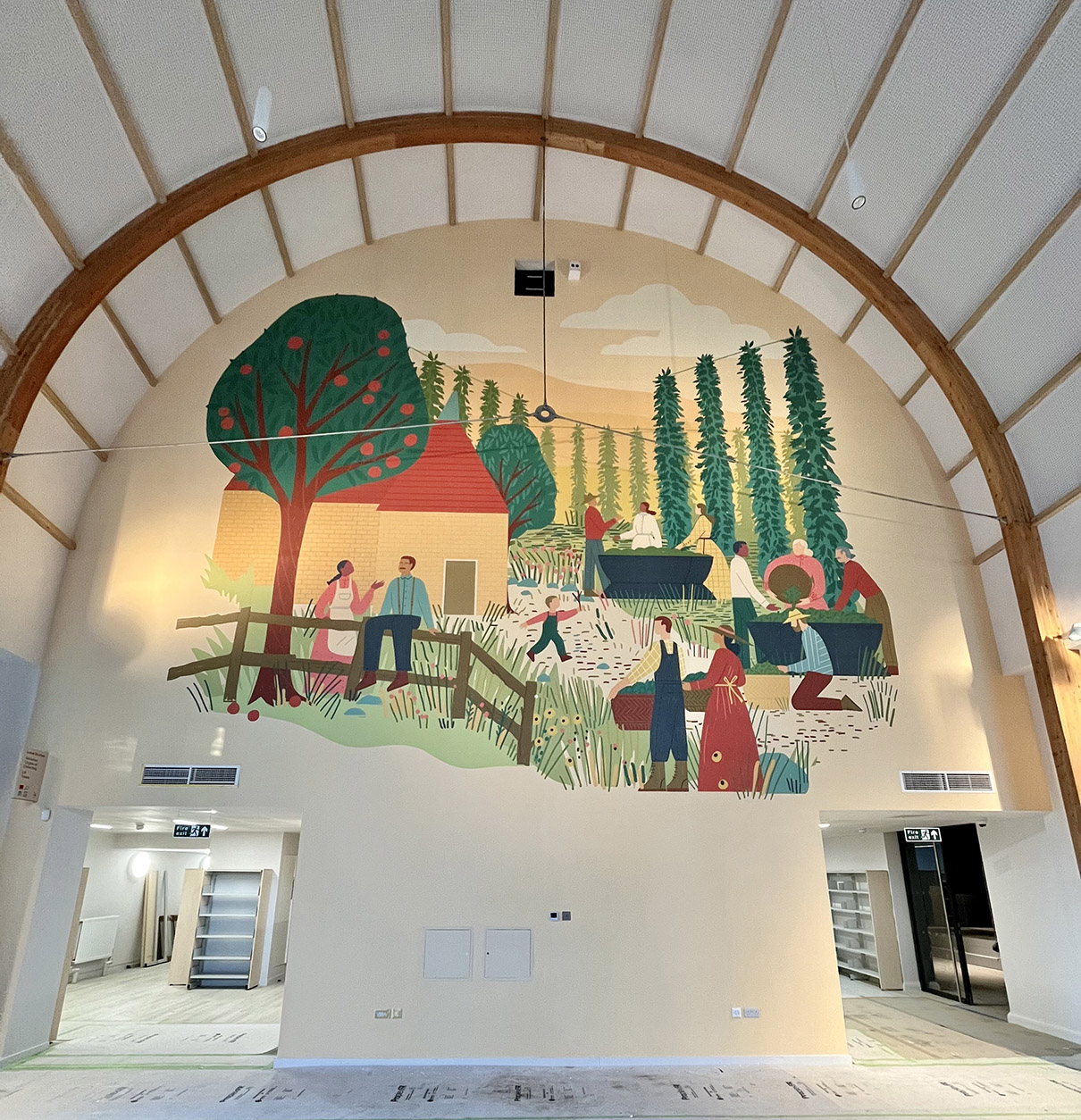Large scale wallpaper fitting throughout cultural and learning hub at The Amelia Scott Cultural and Learning Hub Tunbridge Wells