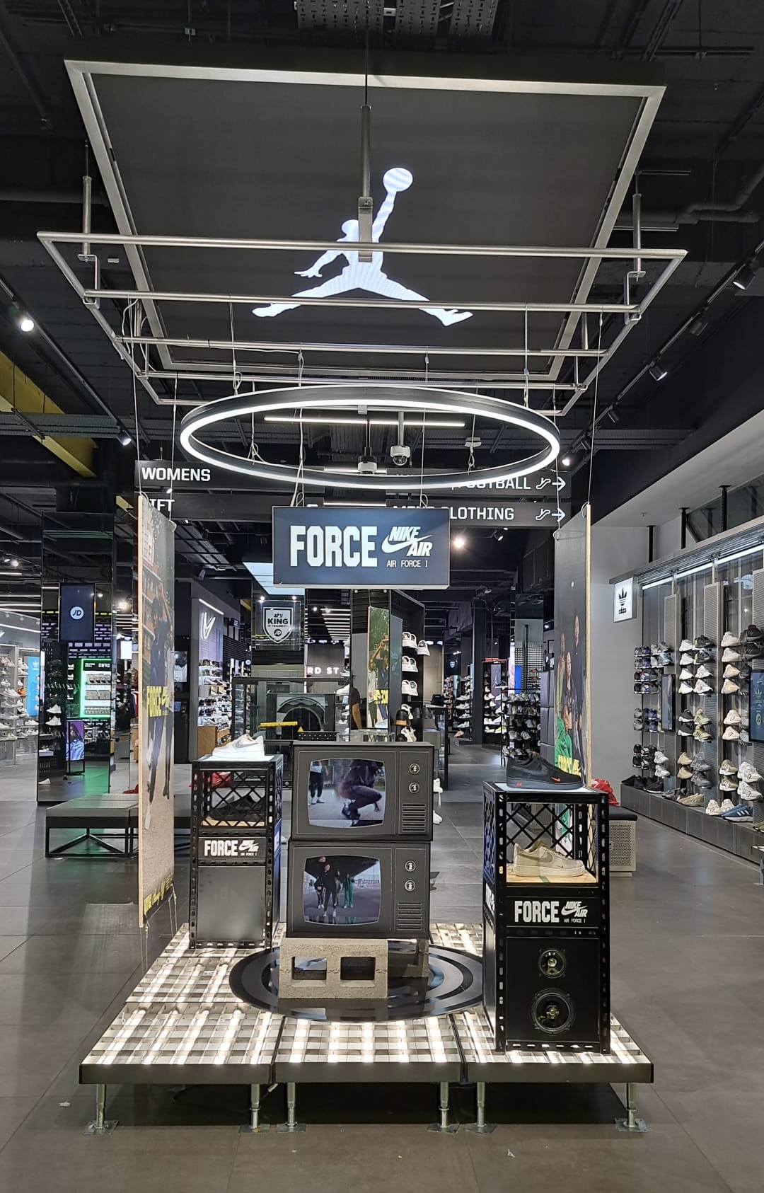 Nike Air Force display at JD Sports Oxford Street London