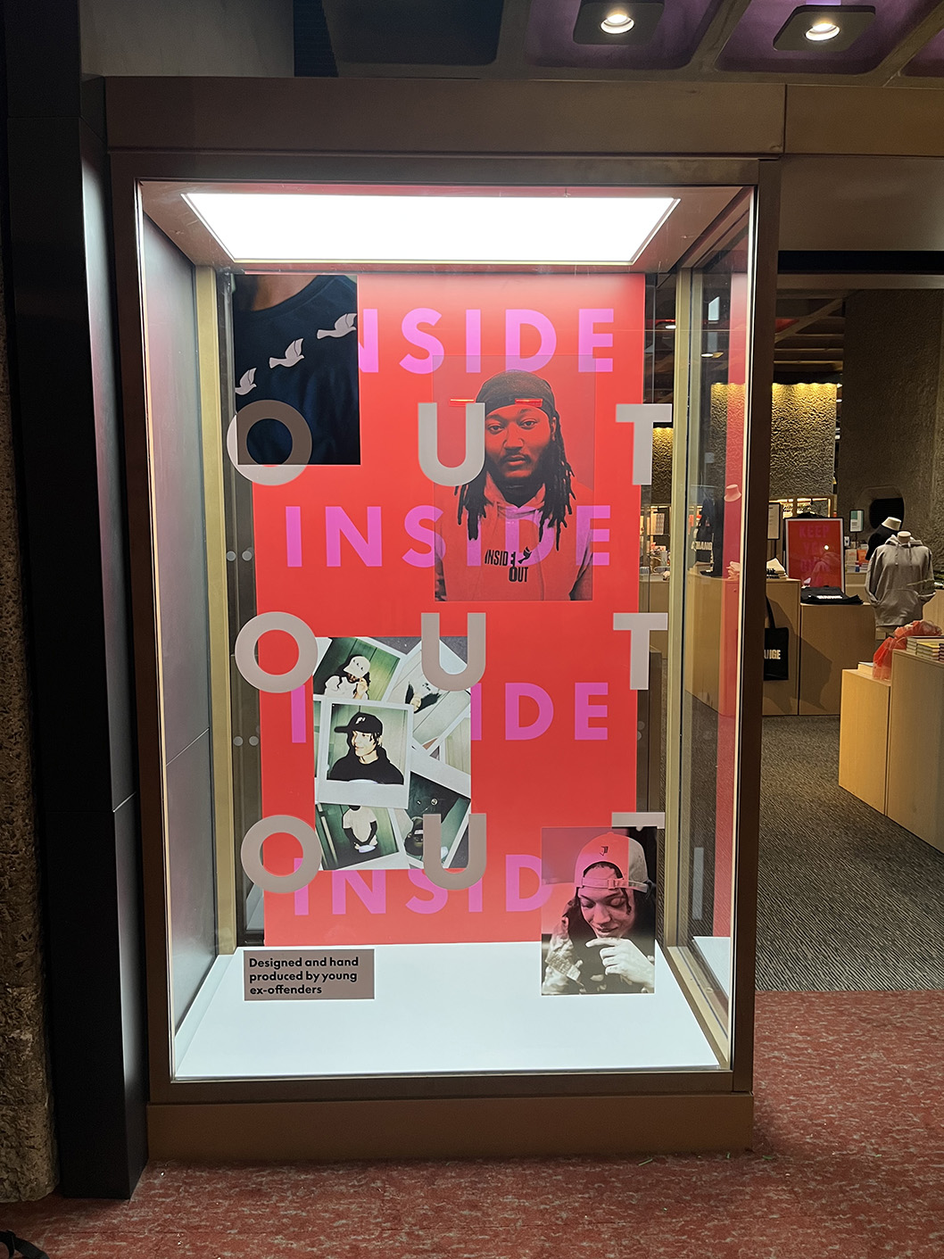 Gift shop vitrine multilayered vinyl application at Barbican Centre