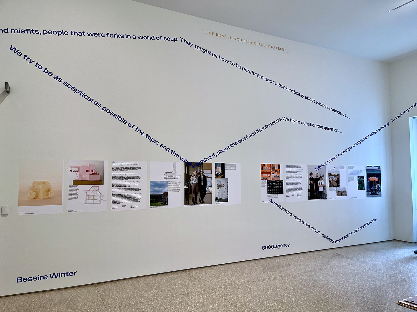 Drawing New Lines emerging Swiss architecture exhibition graphic install at Royal Academy London